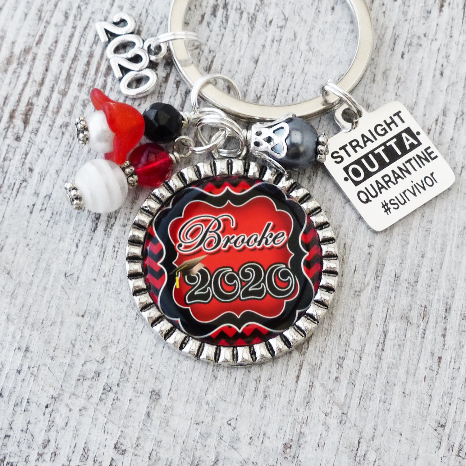 Quarantine Graduation Keychain, Straight Outta Quarantine #survivor, High School, College Graduation