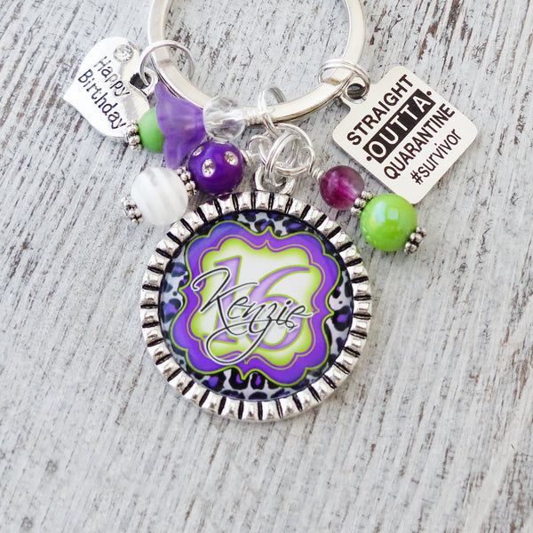Quarantine Sweet 16 Birthday Keychain, Straight Outta Quarantine #survivor-Happy Birthday Quarantine