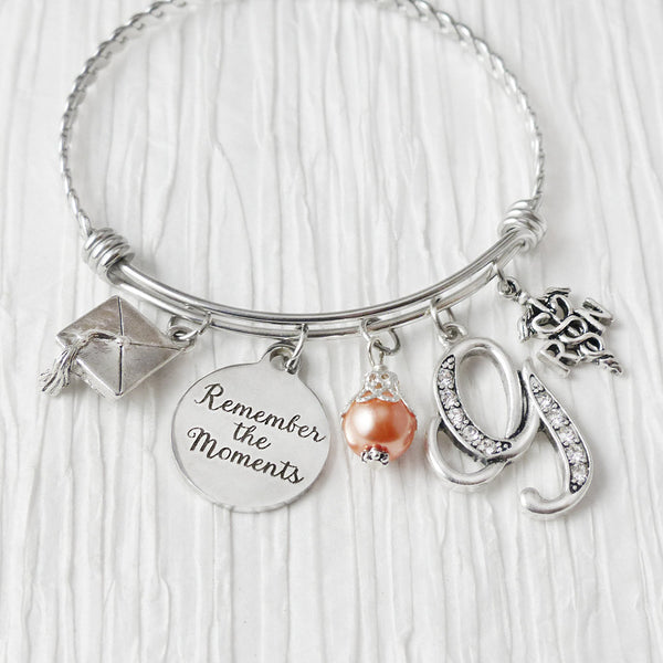 RN Graduation Gift, RN Graduate, Medical Bracelet- Remember the Moments, Rn jewelry gifts, Bangle Bracelet,College Grad Gift,Nurse Gift