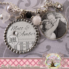 Personalized WEDDING Bezel Necklace with Photograph, Bridal Engagement, Bottle cap, Initial, Bridesmaids Gifts, Wedding, Bridal Shower
