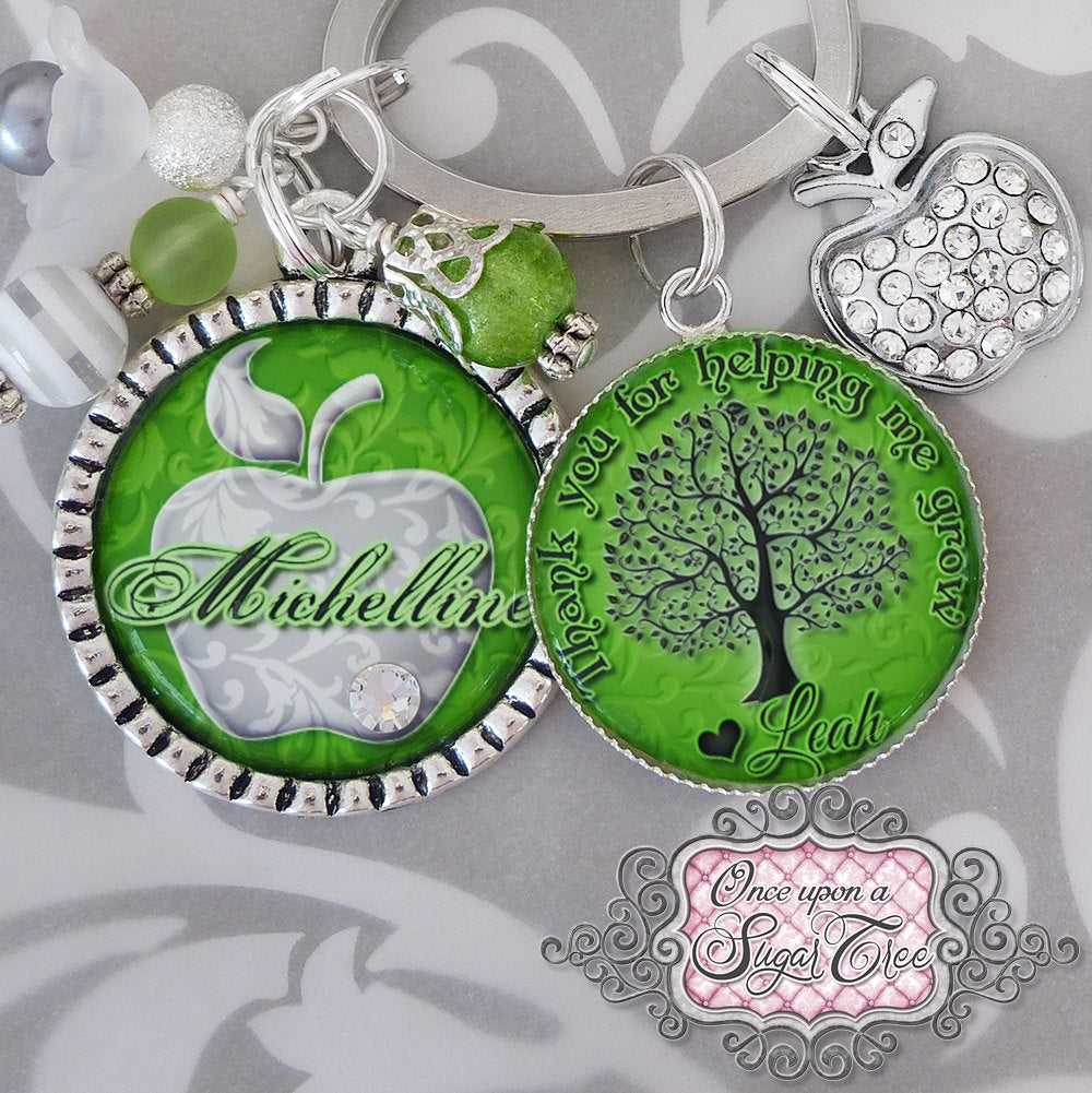 Personalized Teacher Gift, End of year gift, Keychain, Teacher Appreciation, Thank you for helping me grow, Back to School Personalized