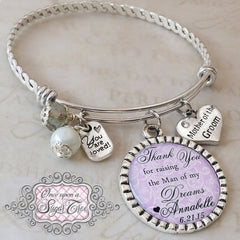Mother of the Groom Gift- Wedding Bracelet- Thank You For Raising the Man of My Dream-Personalized BANGLE -Thank You Wedding Parent Gift