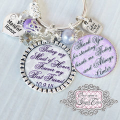 PERSONALIZED MAID of HONOR Keychain,(or necklace) Bridesmaid Gift- Gift from Bride-Maid of Honor Gift Sister Best Friend-Wedding Jewelry