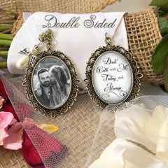 Memorial Photo Bridal Bouquet Charm-Custom Photo and Inspirational Saying
