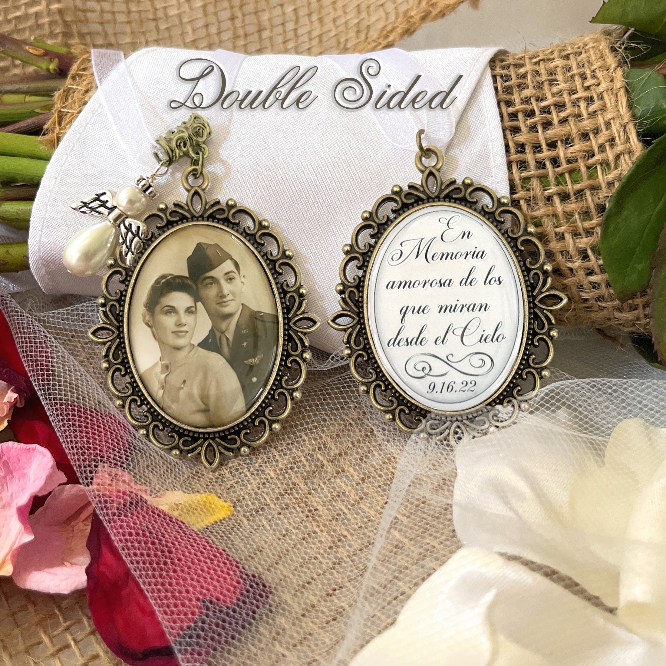 Spanish Memorial Bridal Bouquet Charm-Wedding Remembrance Gift for Bride