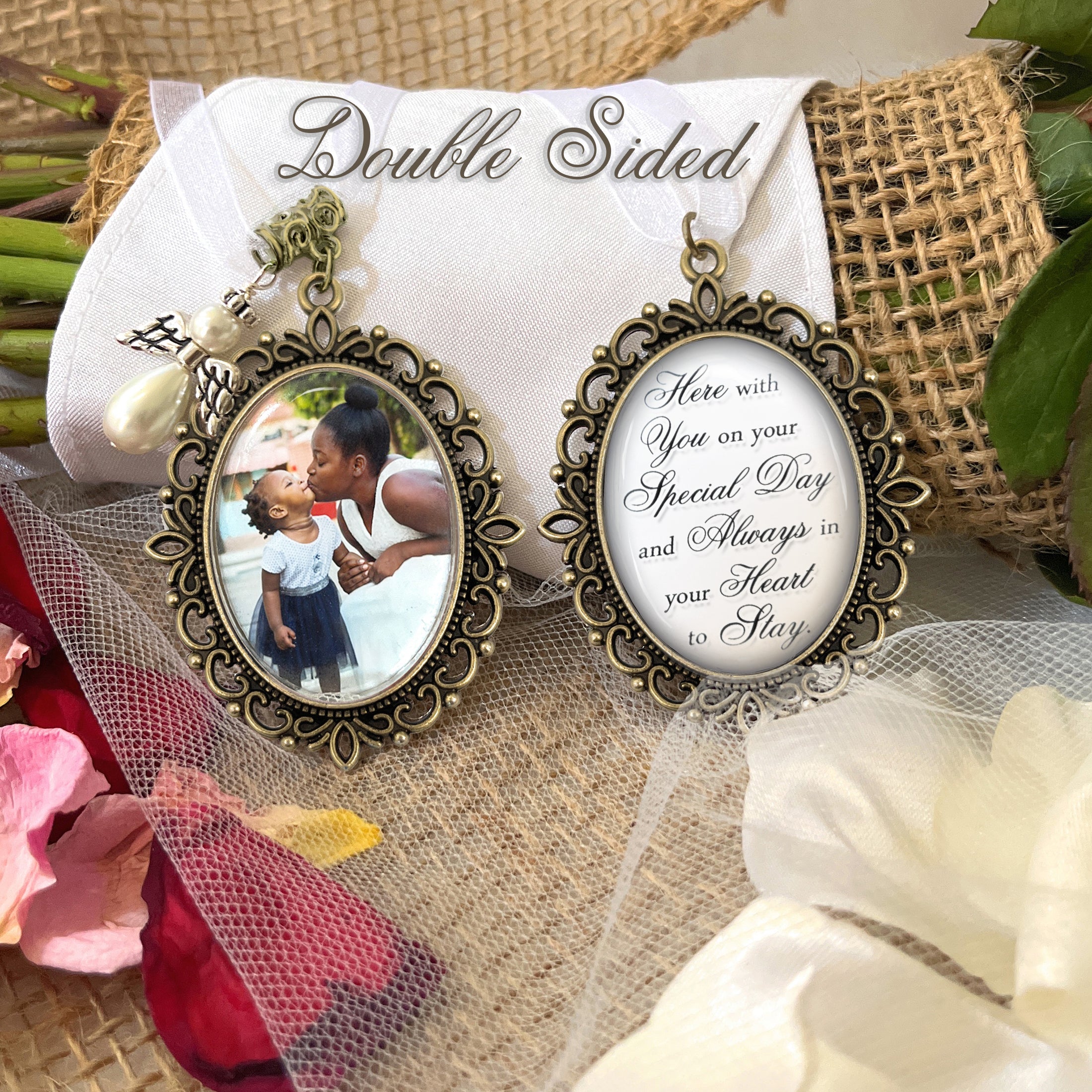Photo Bouquet Charm for Bridal Bouquet-Loss of Loved One Remembrance Gift