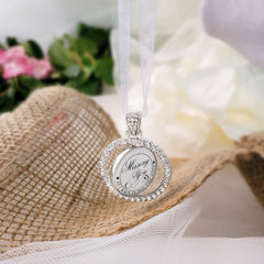I Love You Mom Always and Forever-Bride Charm with Picture-Photo Bouquet Charm for Wedding Remembrance-Memorial Wedding Gift