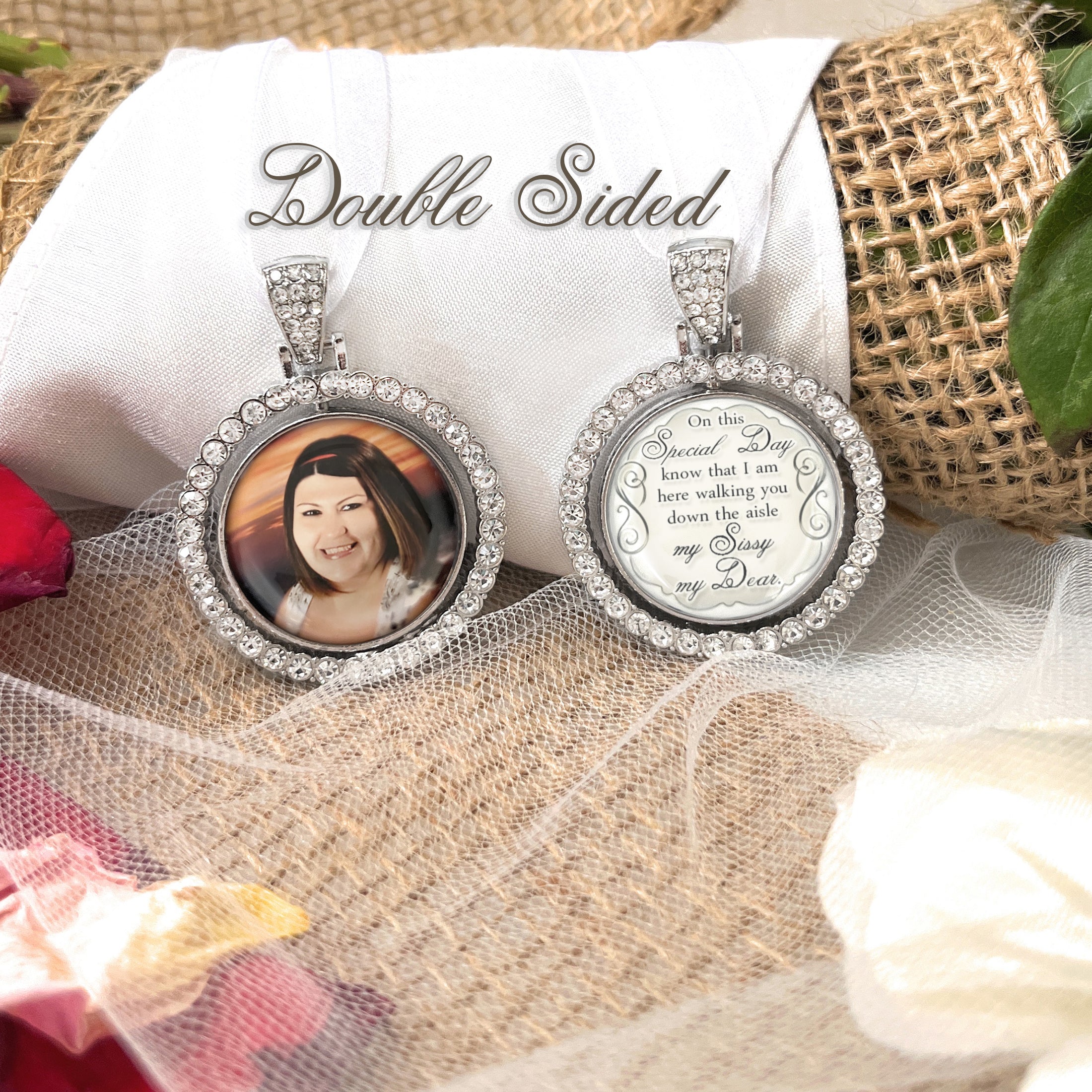 Wedding Memorial Bouquet Charm-Loss of Brother or Sister Remembrance Gift-Custom Photo Memory Gift