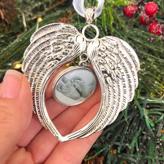 Personalized Sleep In Heavenly Peace Baby Ornament-Angel Wing Ornament with Custom Picture-Double Sided Pendant