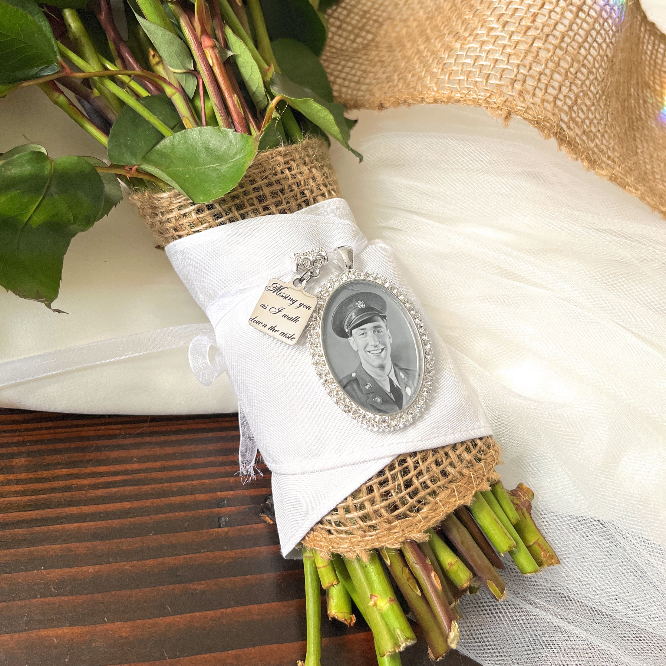 Memorial Photo Charm-Bouquet Charm for Bride-Remembrance Memory Gift