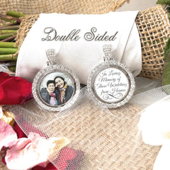 Bridal Bouquet Charm with Photo and Saying-Remembrance Gift for Bride