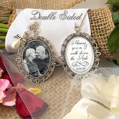 Memory Charm for Wedding Bouquet with Custom Photo and Keepsake Saying