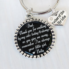 FATHER of the BRIDE Keychain- Thank you for walking by my side today, Wedding Keychain for Dad from Daughter-Personalized Father of the Bride Gift