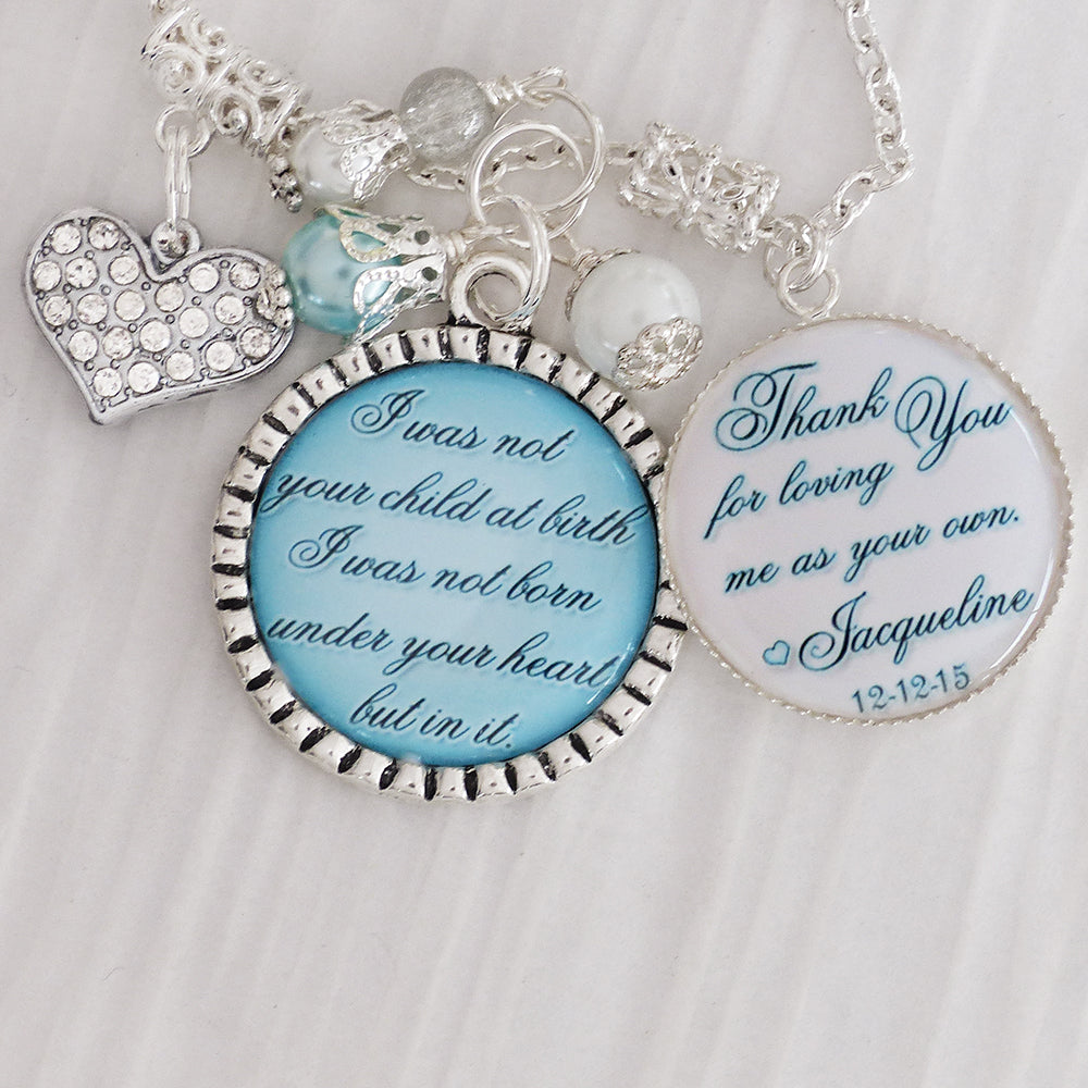 Step Mom Wedding Gift- Thank you for loving me as your own, Personalized Wedding Jewelry, Mother's Day Gifts