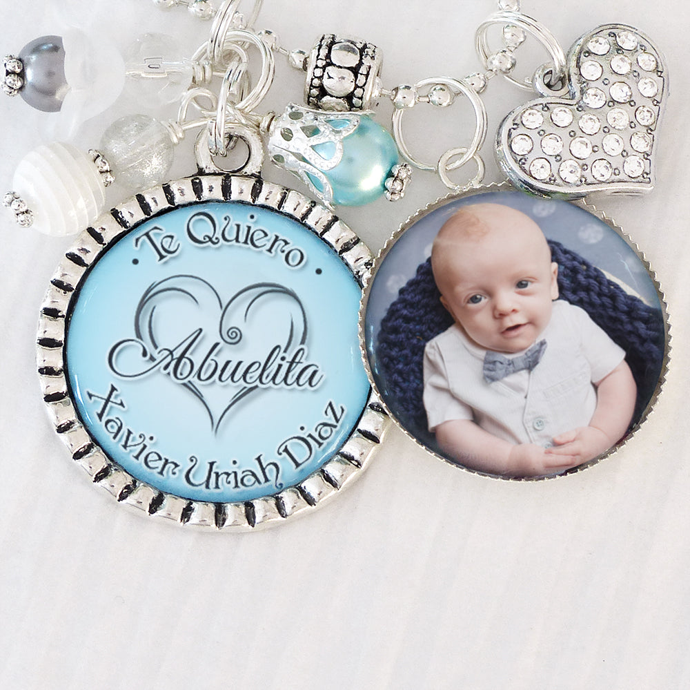 Personalized ABUELITA NECKLACE- Grandma Grammy Gift (or Keychain), I love you Gift- Photo Necklace-Baby, Grandma Jewelry Children's Names