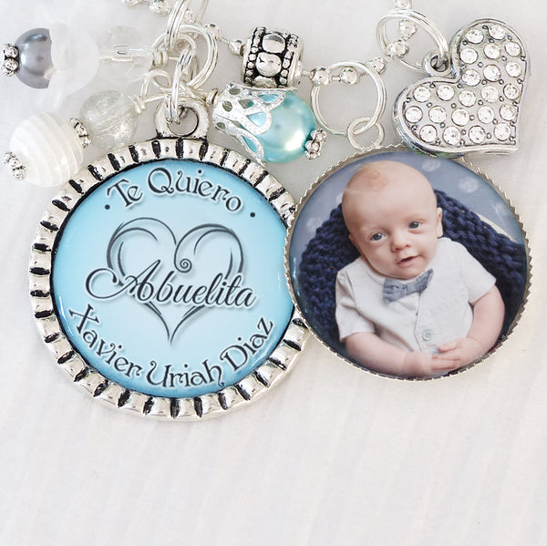 Personalized ABUELITA NECKLACE- Grandma Grammy Gift (or Keychain), I love you Gift- Photo Necklace-Baby, Grandma Jewelry Children's Names