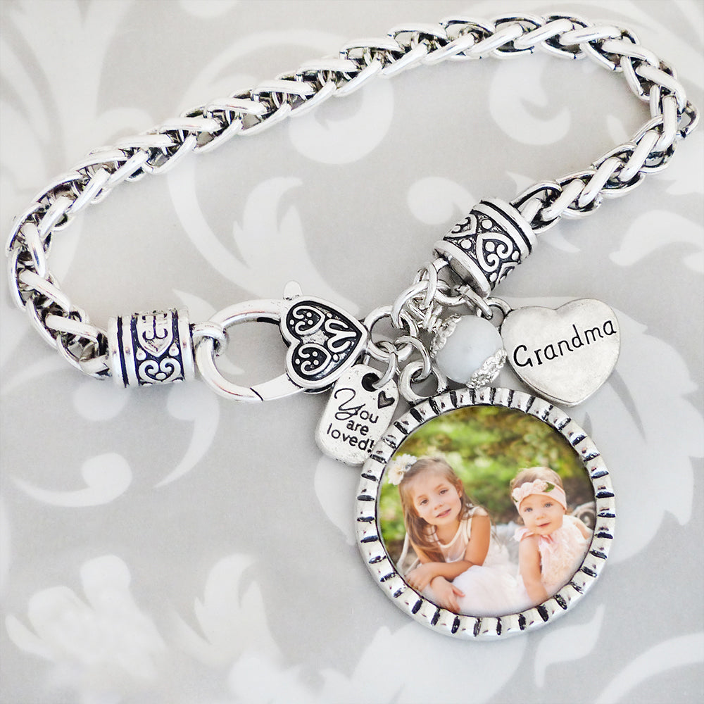 Grandma Gift- Bracelet, Photograph Jewelry- Grandma, Mom-You are loved-Custom Photo, Mother's Day Gift for Grandma
