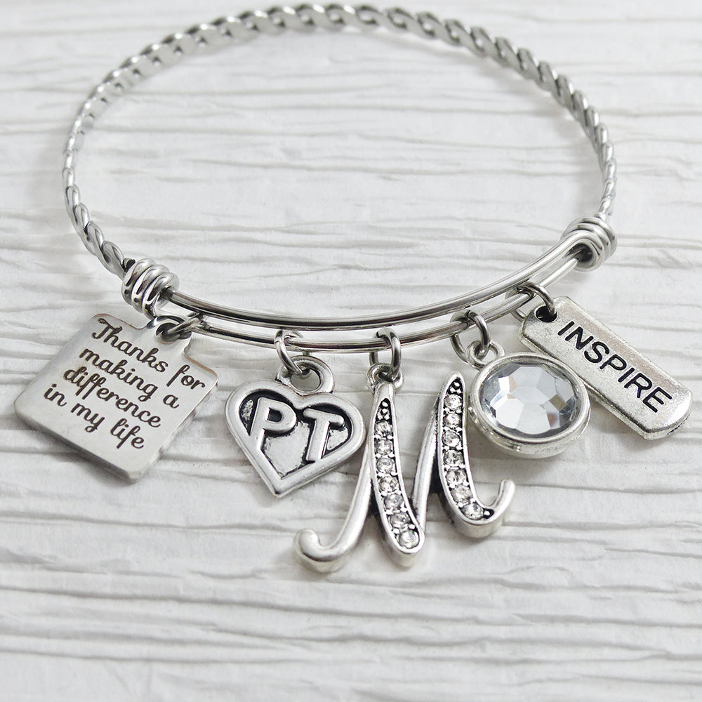 Personalized PT GIFTS , Therapist Thank you Bracelet, Physical