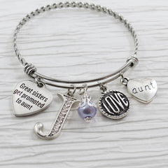 New AUNT GIFT, Great Sisters Get Promoted to Aunt, Personalized Bangle, You are loved, Pregnancy Reveal