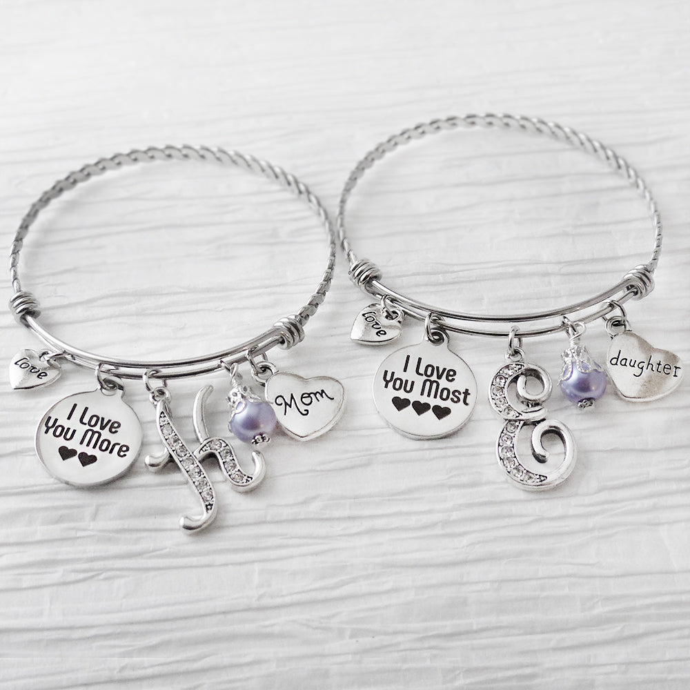 Mother Daughter Bracelet Set I love you more jewelry Personalized Ba   Sugartree and Company