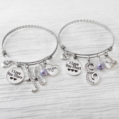 Mother Daughter Bracelet Set, I love you more jewelry, Personalized Bangle Bracelet-Gifts for Woman-Grandma Gifts, Aunt Niece