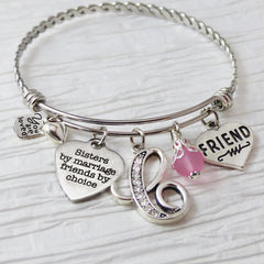 Sister in law Bracelet, Sisters by Marriage Friends by Choice, Sister in law Gift, Personalized Bangle, Friend
