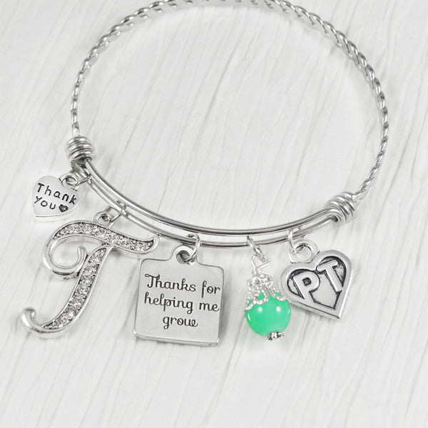 Physical Therapy Gifts, Thank you gift, PT or OT Gifts, Physical Therapists Charm Bangle Bracelet, Occupational Therapist, Therapist Gift,