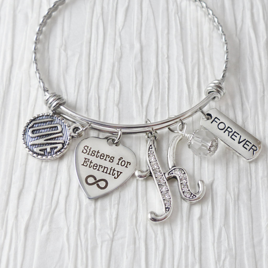 Sisters Jewelry-Initial Bracelet, Sisters for Eternity Jewelry