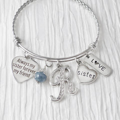 Gifts for Sister, SISTER Bracelet, Always my sister forever my friend, Personalized Bangle