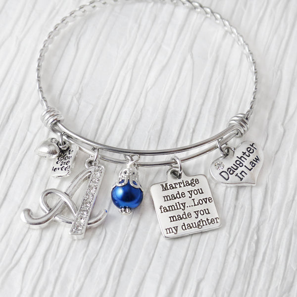 Daughter in Law Gift, Personalized Daughter in Law Bracelet, Marriage made you family love made you my daughter -From Mother in Law to Daughter in Law