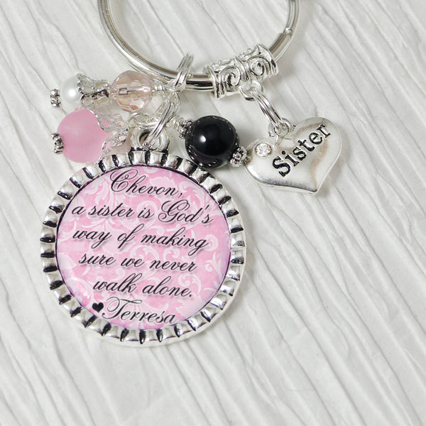 Sister GIFTS, Personalized Gifts for Sister, Sister Keychain, Pink, Thank you gifts, Sister Birthday Gift