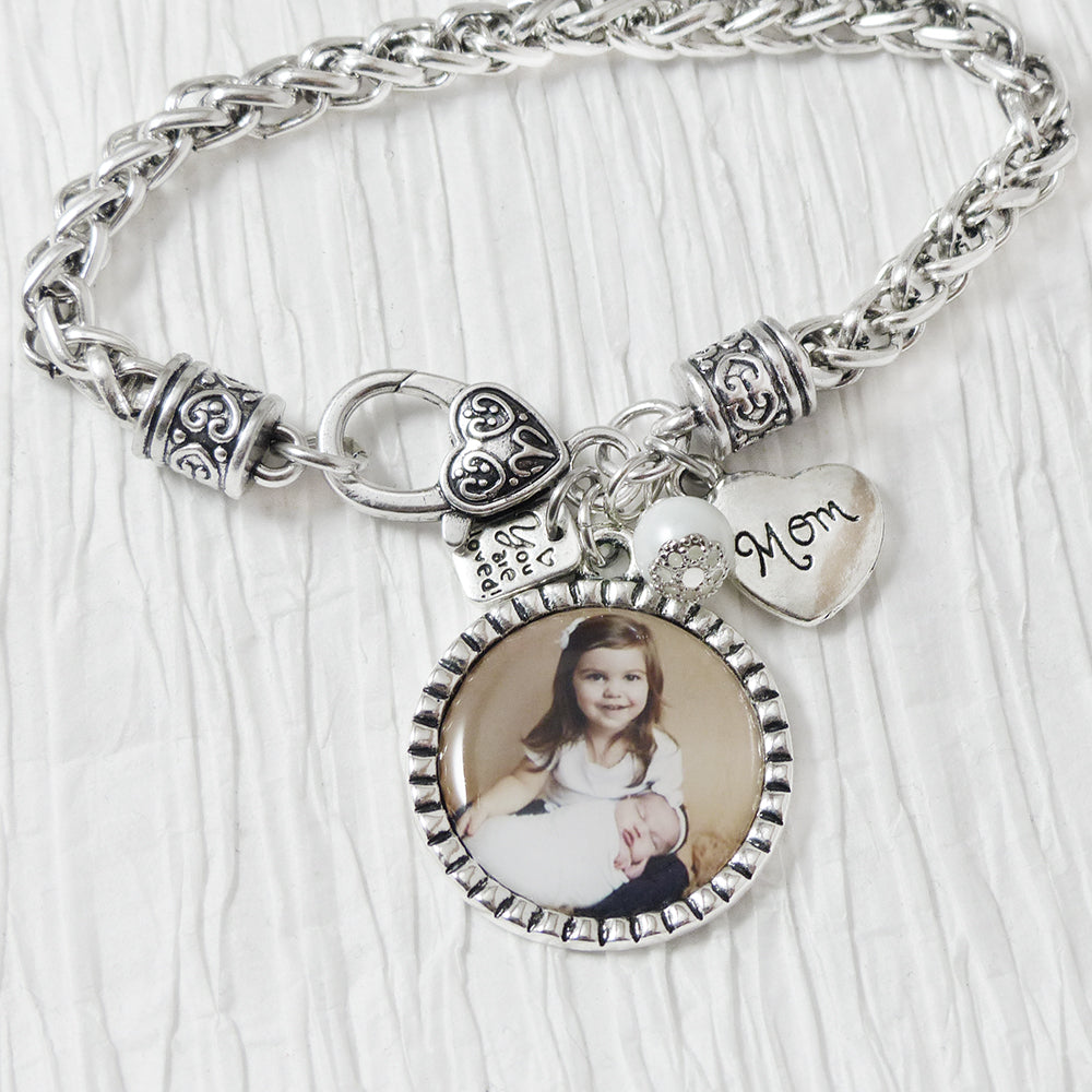 Photo Bracelet for MOM, Photograph Jewelry- Grandma, You are loved-Christmas Gift, Custom Photo, Mother's Day Gifts for Mom