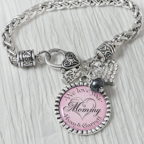 Mom GIFT -Mommy Bracelet -You are loved charm, Gifts for Mommy-Mom Mother's Day Gifts, Pink