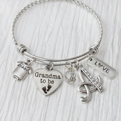 Grandma to be Bracelet-Bangle Bracelet-First time Grandma- Mother's Day Jewelry -Gifts for Grandma, Pregnancy Reveal Announcement