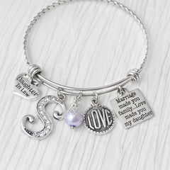 Daughter in Law Bracelet -Marriage made you family love made you my daughter -From Mother in Law Jewelry-Expandable Bangle-Charm Bracelet