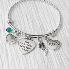 Cremation Jewelry-Urn Cremation Bracelet-Son Memorial Bracelet,Remembrance,Wing, Memorial Birthstone