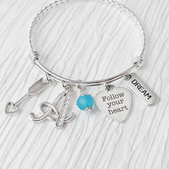 Follow your heart personalized Bangle Bracelet-Jewelry, Arrow Bracelet, Personalized Jewelry-Dream