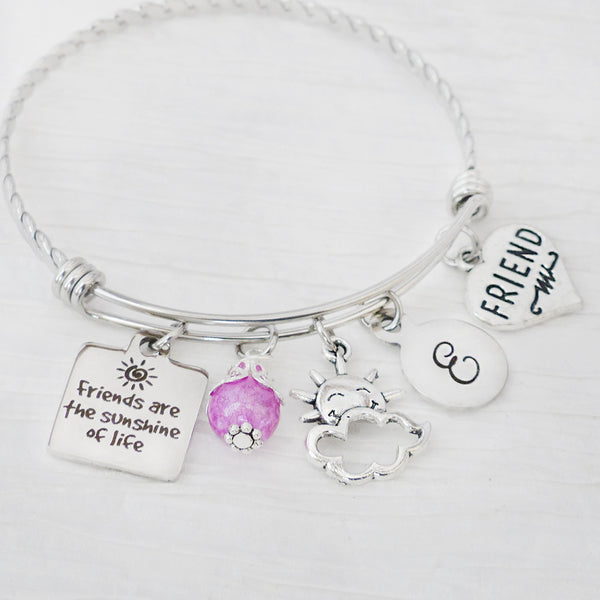 Personalized Friend Gift, Friends are the sunshine of life Bracelet, Friend Birthday Jewelry