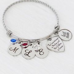 Mother's Day Gifts for Moms, Birthstone Bangle Bracelet-From Daughter Son, Personalized, Birthday