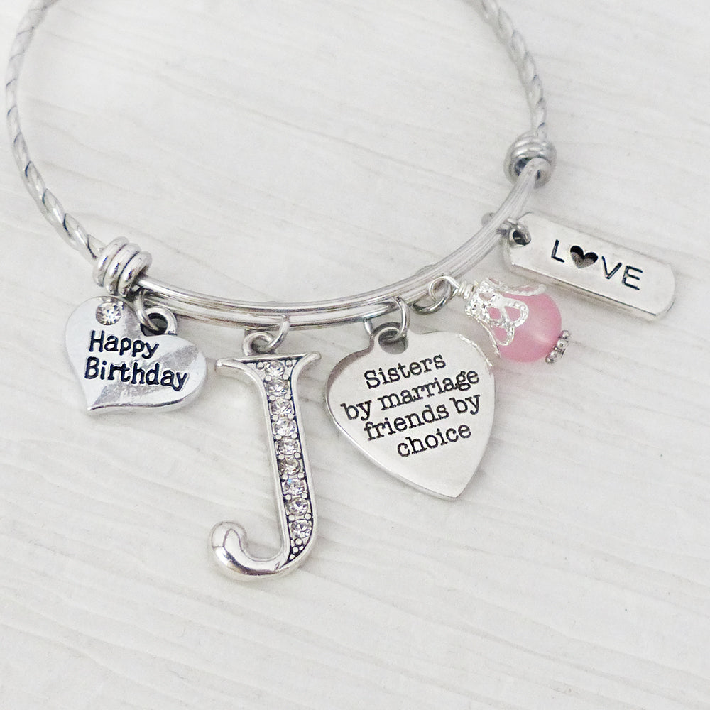 Sister in law Gift, Sisters by Marriage Friends by Choice, Sister in law Birthday Gift, Personalized Bangle- Sister in Law Gift, Friend, Love