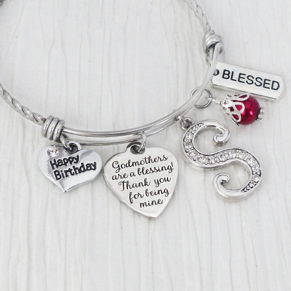 Godmother Gift-Bangle Bracelet-Blessed-Gifts for Godmother from Godchild-Godmothers are a blessing