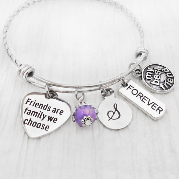 Friends are Family We Choose Bracelet, Personalized Bangle-Best Friend Jewelry, Birthday Gift, Love