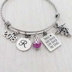 2023 Personalized PTA Grad GIFTS, Physical Therapy Assistant-Bangle Bracelet, Graduation Jewelry, Those who reach can touch the stars