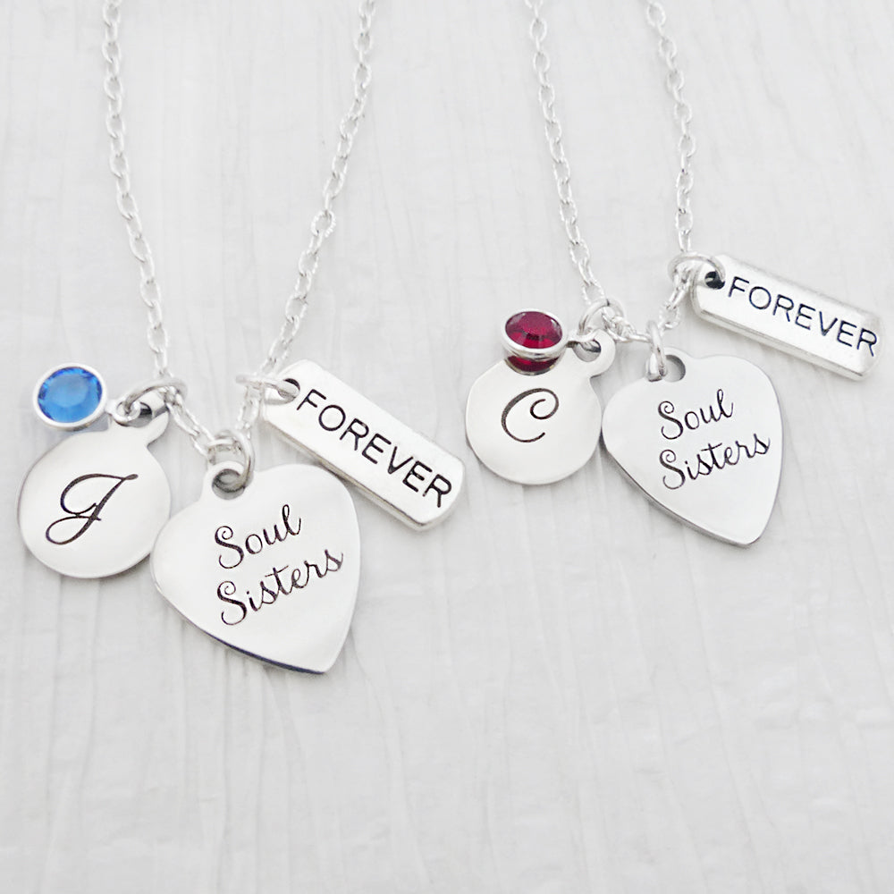 Soul Sister Necklace, Best Friend Jewelry, Personalized Jewelry- Birthstone Necklace, Best Friend Gift
