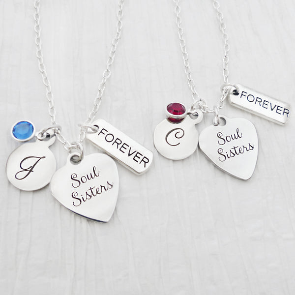 Soul Sister Necklace, Best Friend Jewelry, Personalized Jewelry- Birthstone Necklace, Best Friend Gift