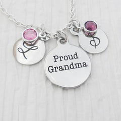 Proud Grandma Necklace, Personalized Birthstone Necklace for Grandma- Gift for Grandma, Mother's Day Gift