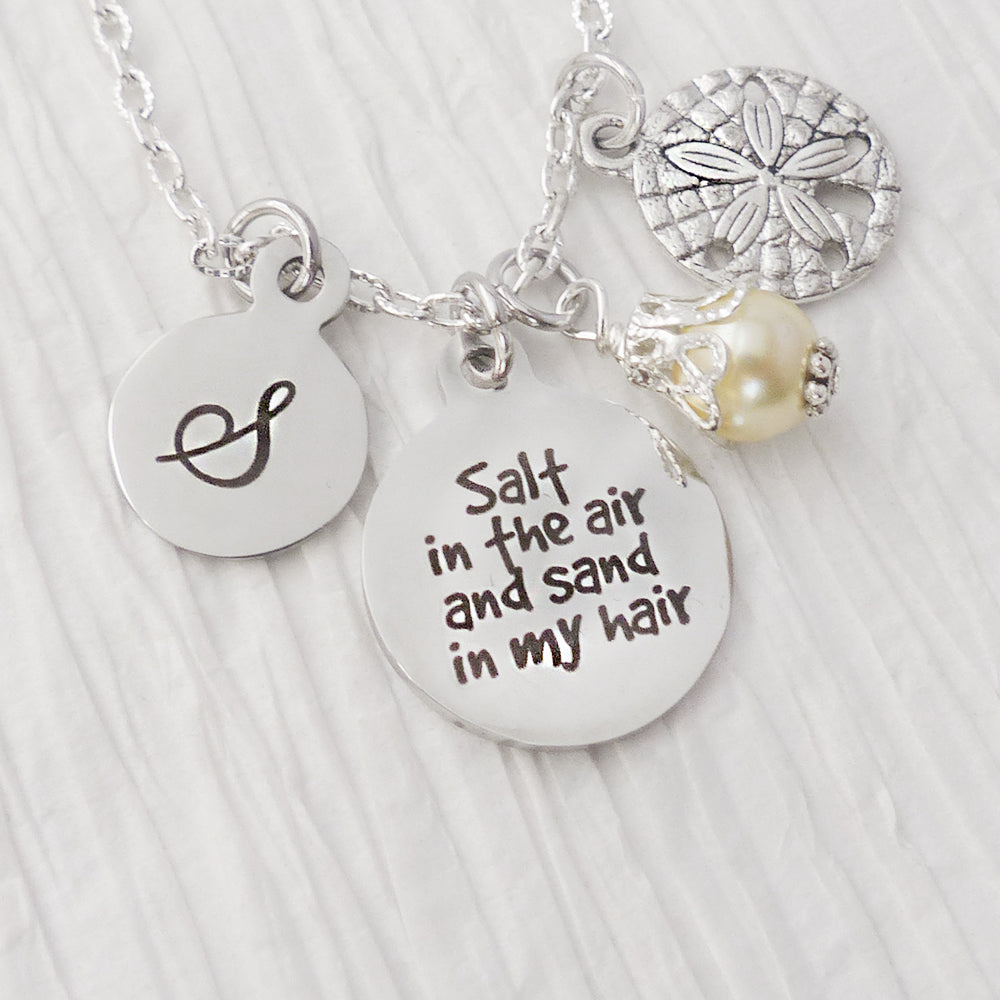 Salt in the air and sand in my hair Necklace, Personalized Gifts for Women, Beach Themed Jewelry
