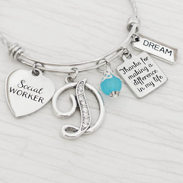Social Worker Gifts, Social Worker Jewelry, Thank you for making a difference in my life, Personalized Gifts for Social Workers