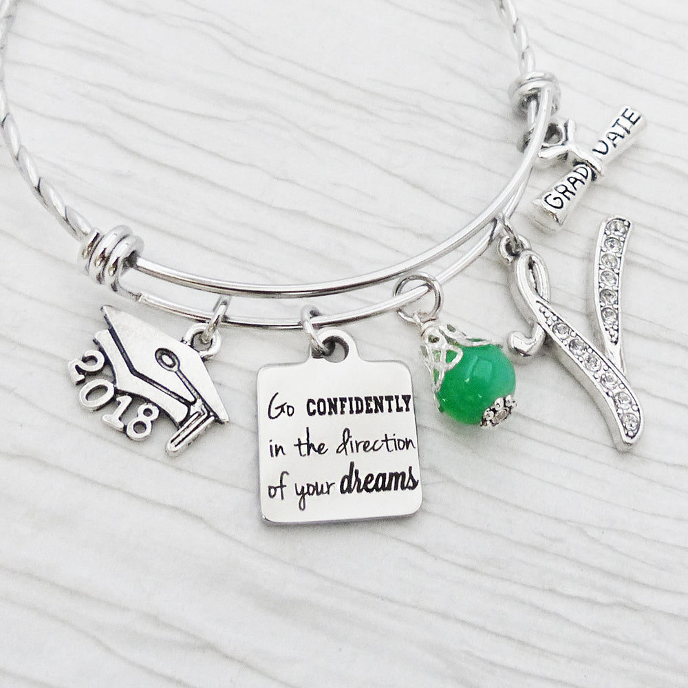 2024 Personalized Graduation Gifts, Bangle Bracelet, Diploma-Go confidently in the direction of your dreams- Graduate Gift- College Grad
