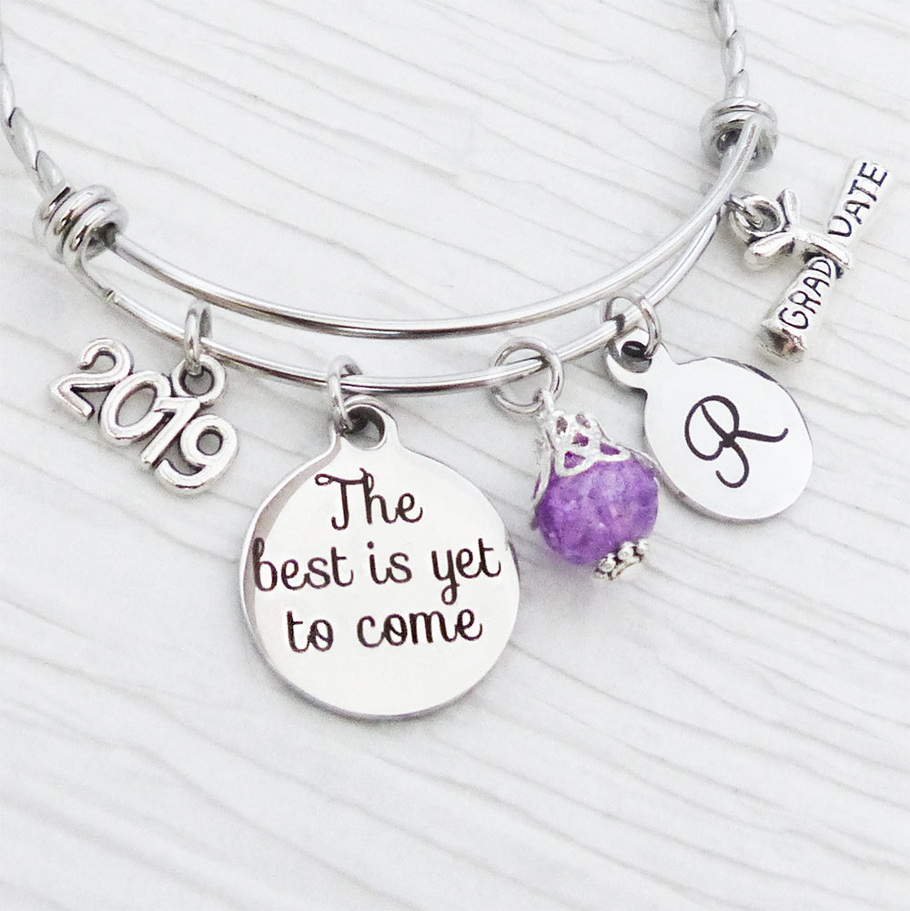 2024 Grad Gift for her-The best is yet to come graduation gifts, Personalized Bangle Bracelet- Jewelry- High school Graduation Gift